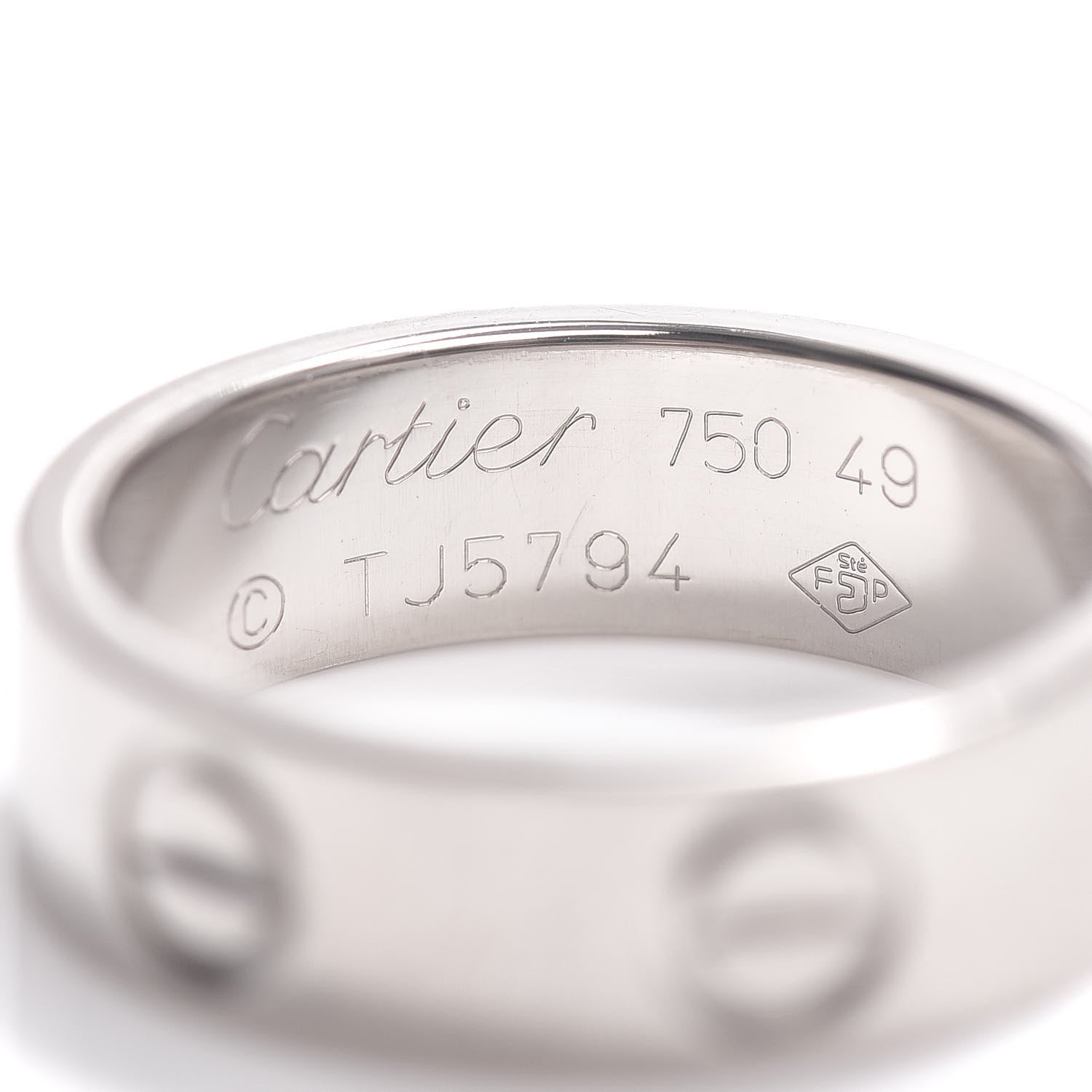 Cartier 18K White Gold 5.5mm LOVE Ring 49 4.75 4 of 4
