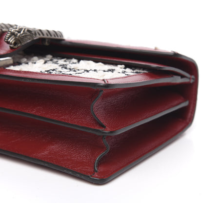 Gucci Tweed GG Monogram Small Dionysus Shoulder Bag White Black Romantic Cherry 10 of 12