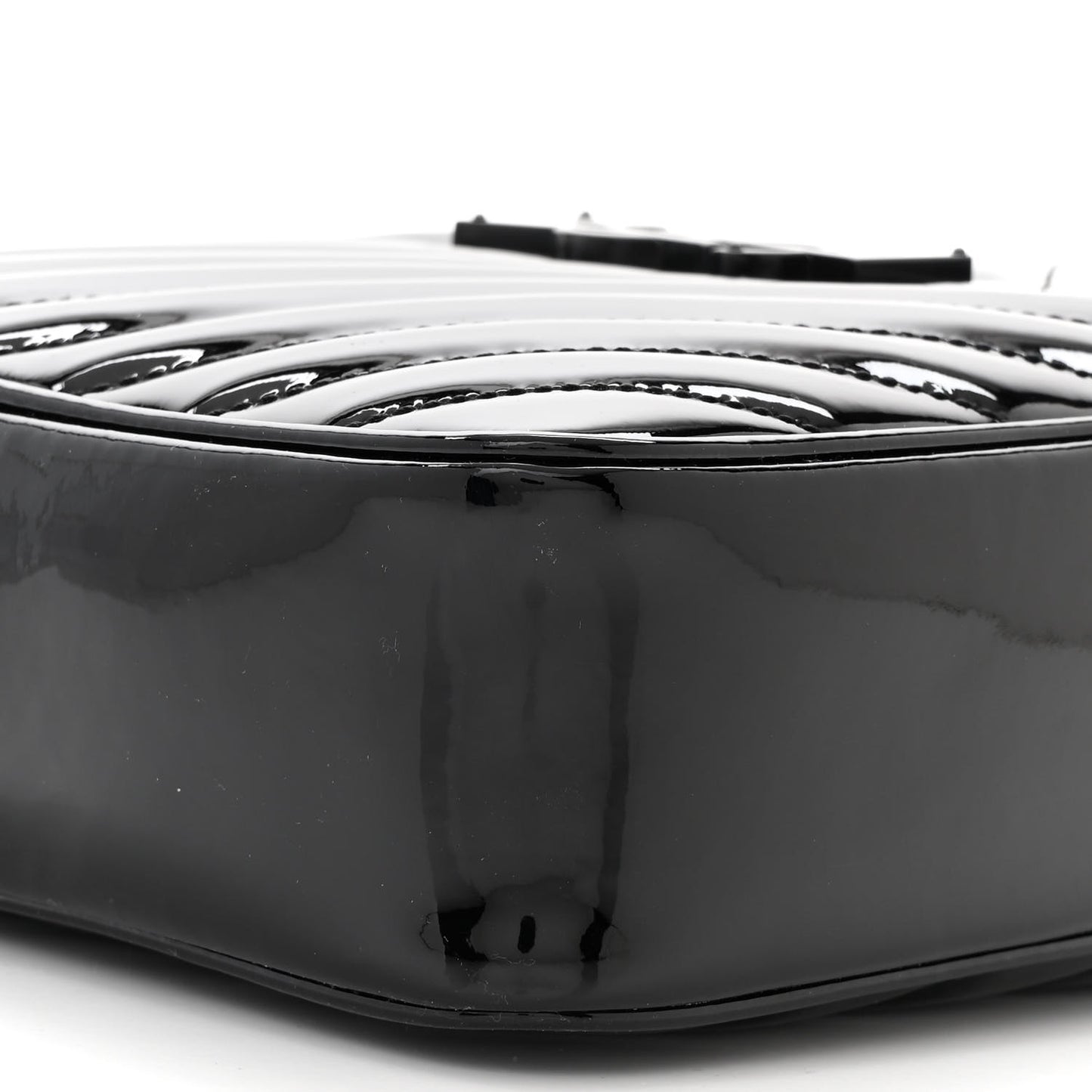 Patent Calfskin Matelasse Monogram Lou Camera Bag Black