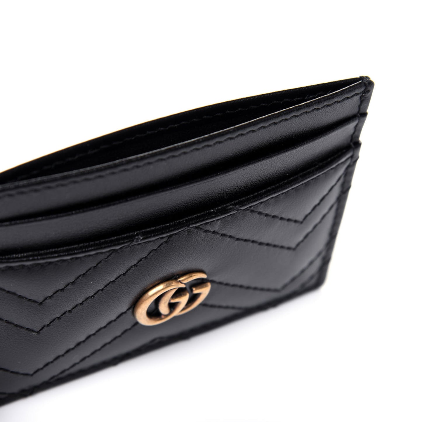 Calfskin Matelasse GG Marmont Card Holder Black