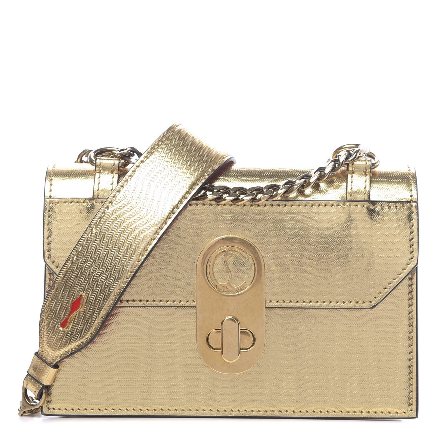 Metallic Calfskin Mini Elisa Shoulder Bag Gold