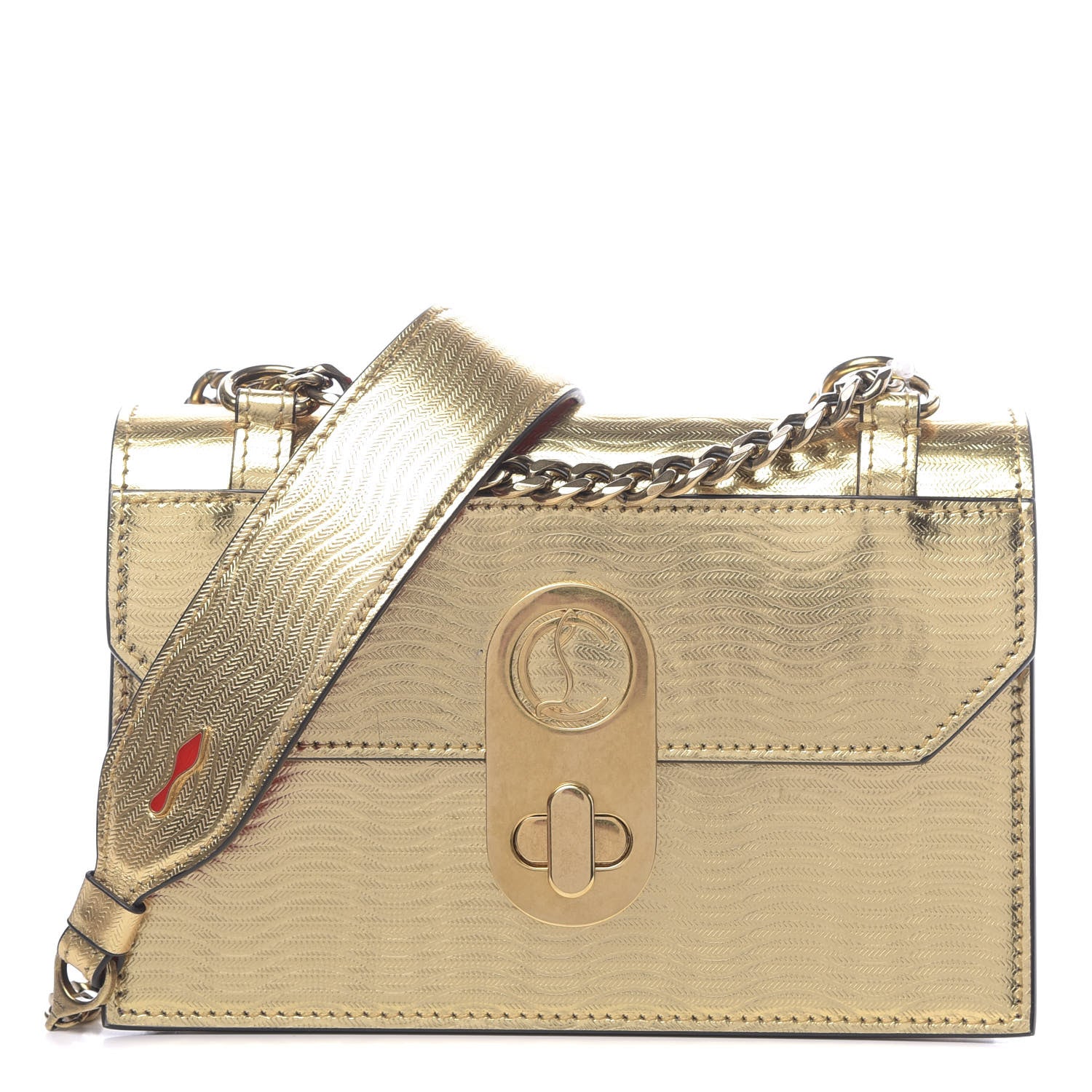 Christian Louboutin Metallic Calfskin Mini Elisa Shoulder Bag Gold 1 of 12