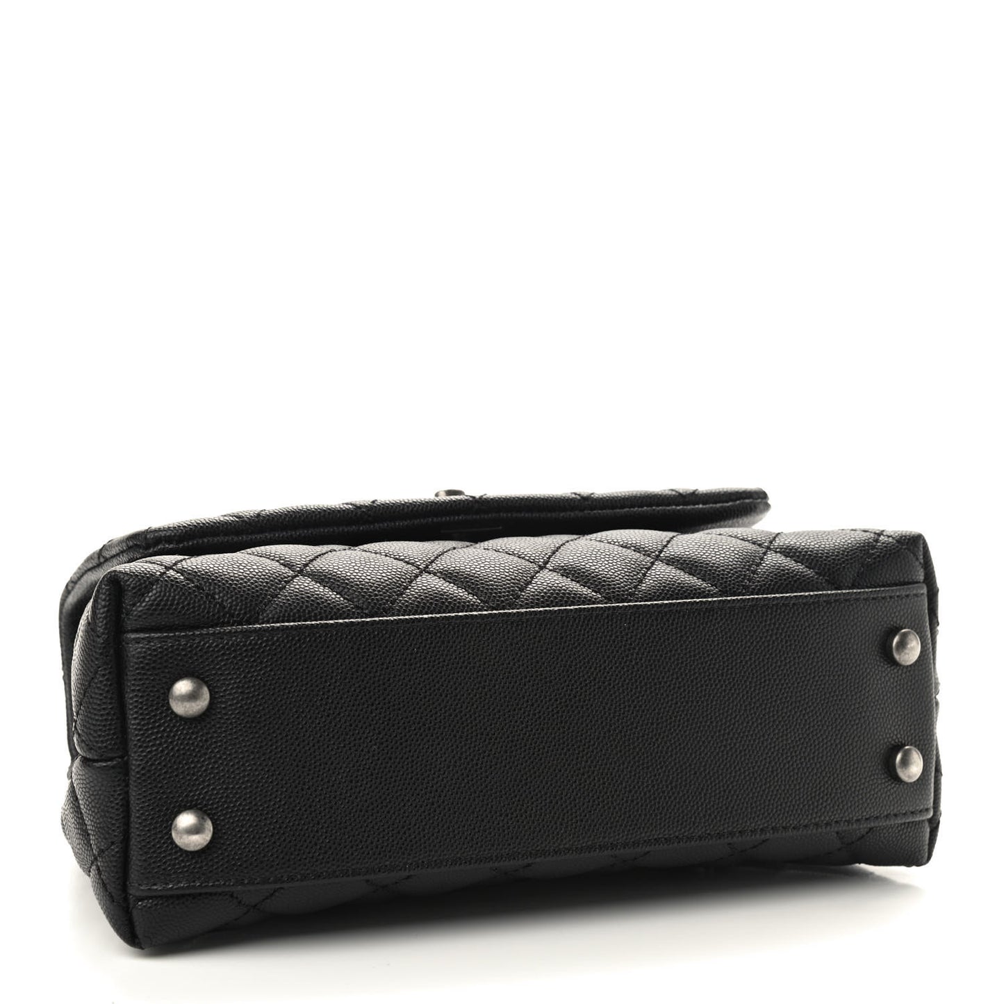 Caviar Lizard Embossed Quilted Mini Coco Handle Flap Black