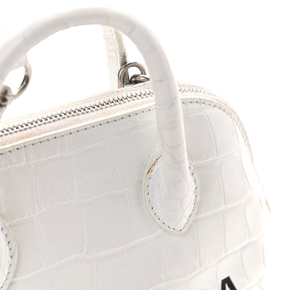 Balenciaga Calfskin Crocodile Embossed XXS Ville Top Handle Bag White Black 11 of 14