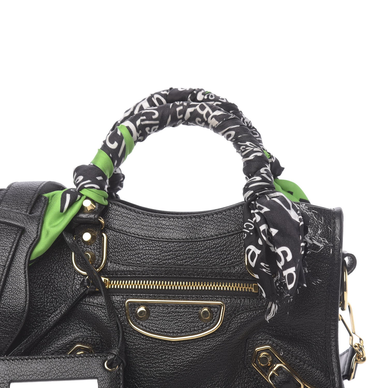 Balenciaga Chevre Gold Metallic Edge Hardware Mini Cityscarf Black 11 of 11