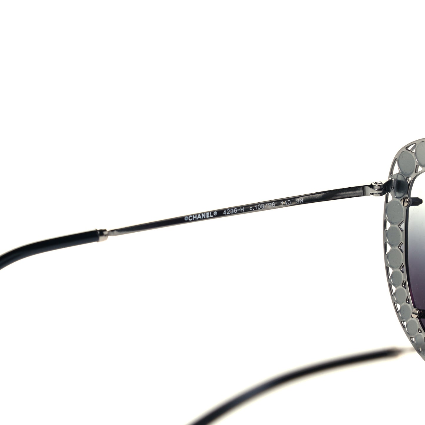 Acetate Metal Pearl Butterfly Sunglasses 4236-H Black Grey