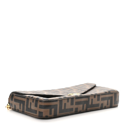 Fendi Vitello Soft F is Fendi Bi-Color FF 1974 Embossed Envelope Wallet on Chain Maya Black 4 of 11