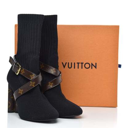 Louis Vuitton Monogram Stretch Fabric Silhouette Ankle Boots 38 Black 8 of 8