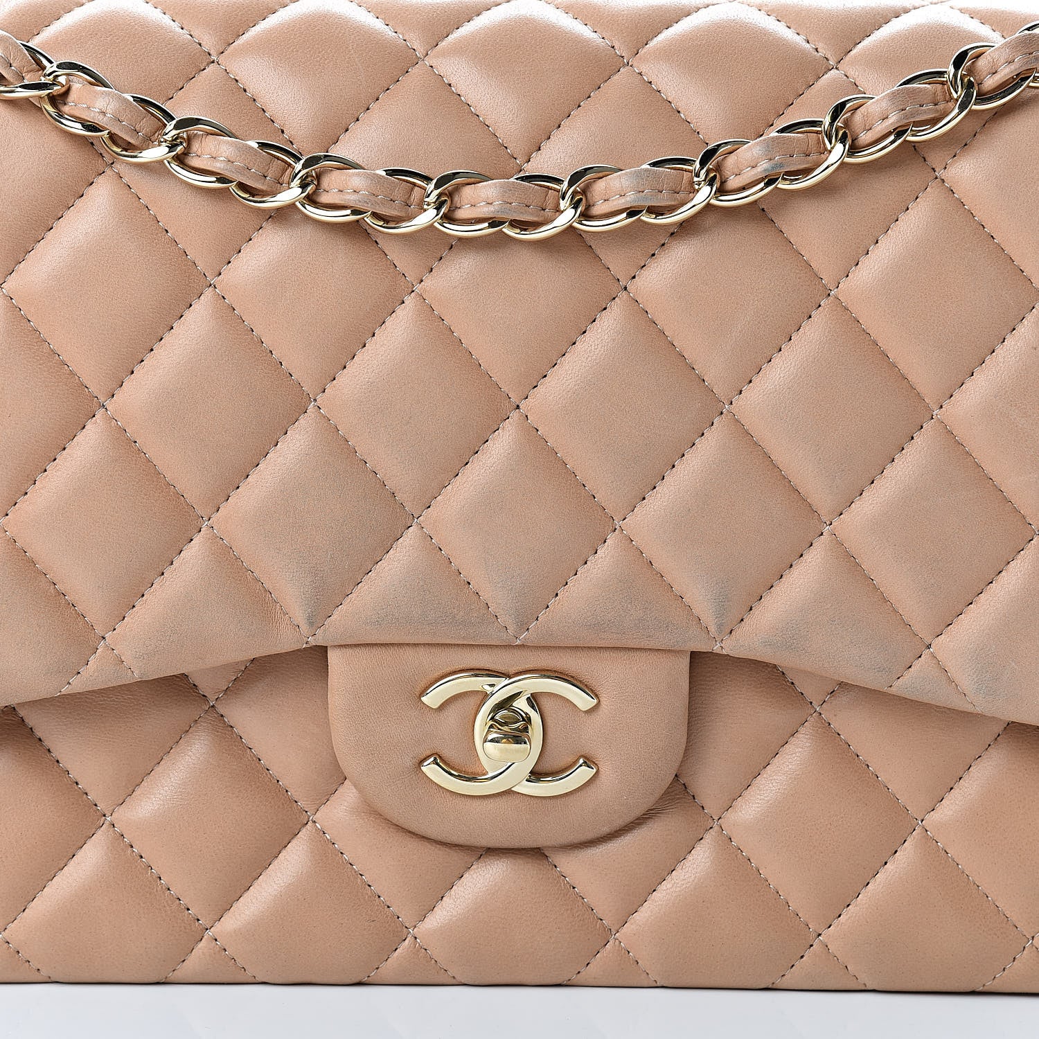 Chanel Lambskin Quilted Jumbo Double Flap Beige Clair 8 of 25