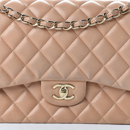 Chanel Lambskin Quilted Jumbo Double Flap Beige Clair 8 of 25
