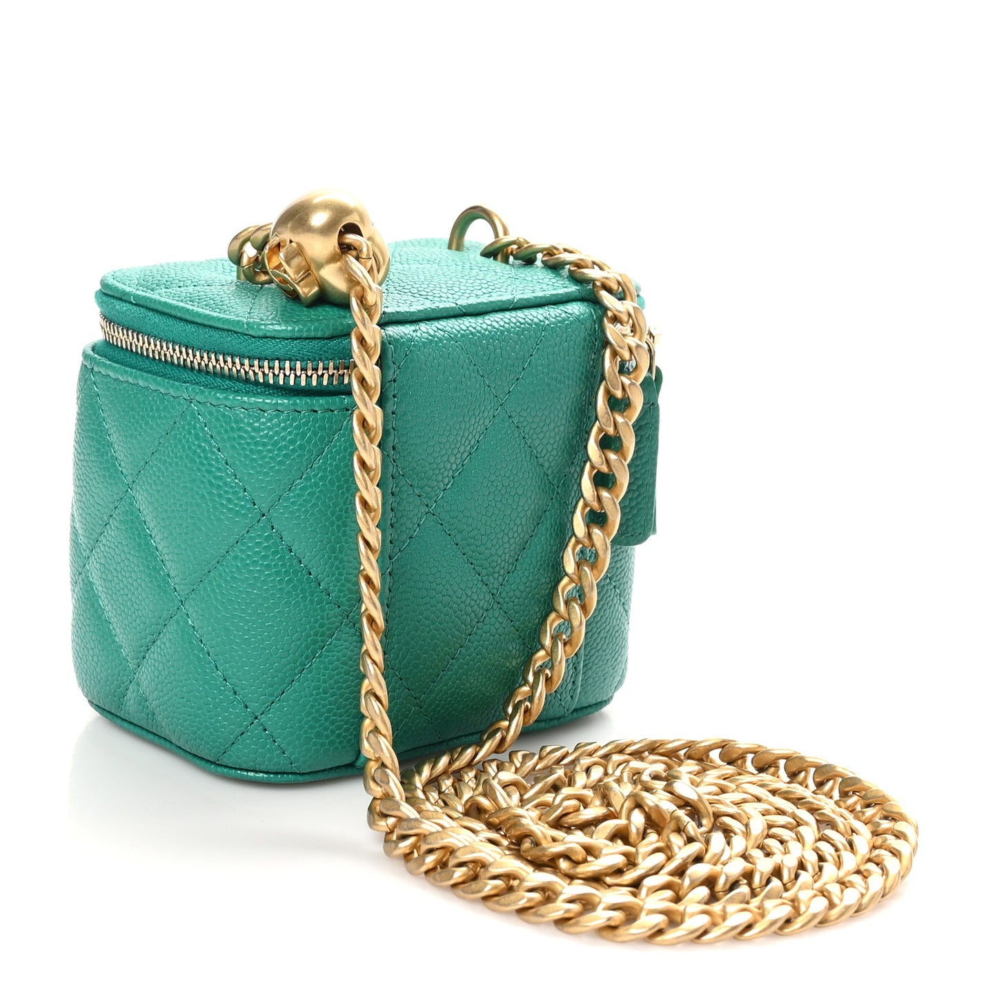 Caviar Quilted Sweetheart Mini Vanity Case Green