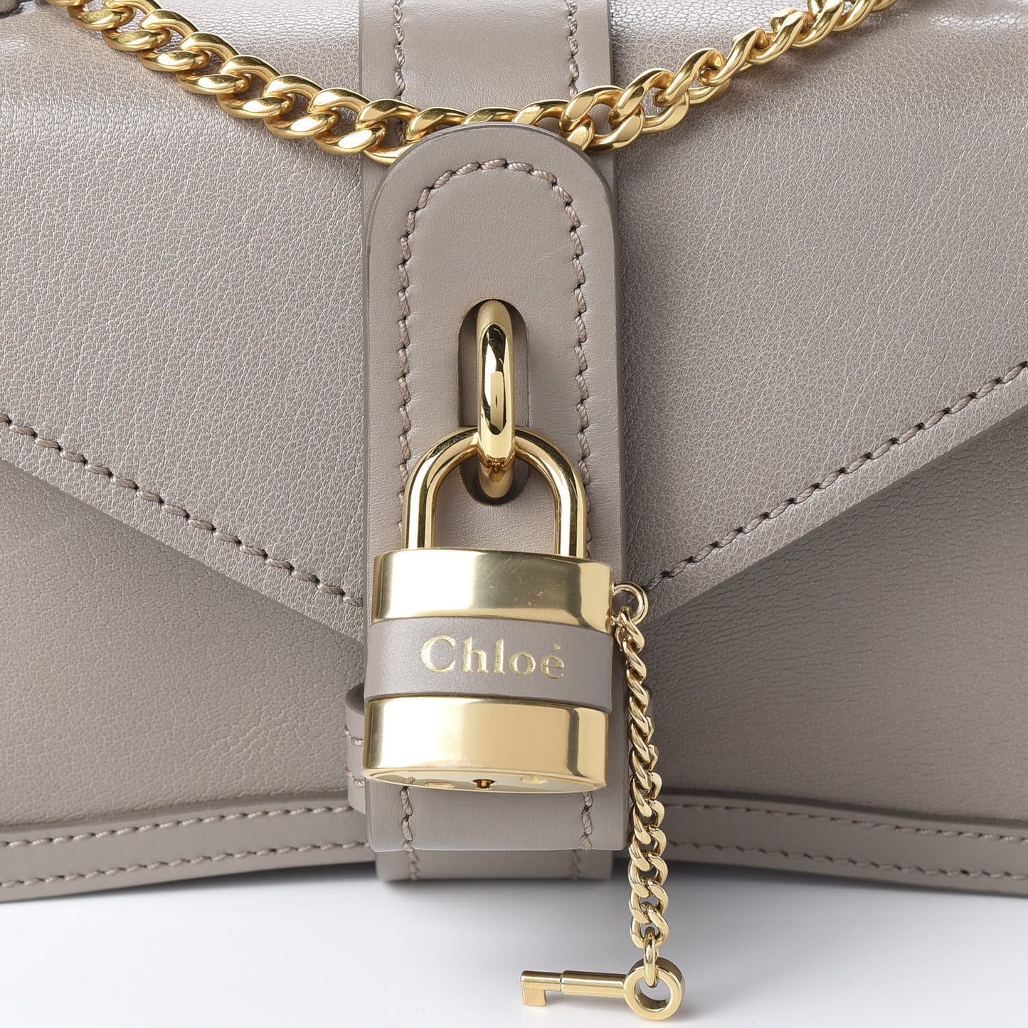 Shiny Goatskin Calfskin Mini Aby Chain Shoulder Bag Motty Grey