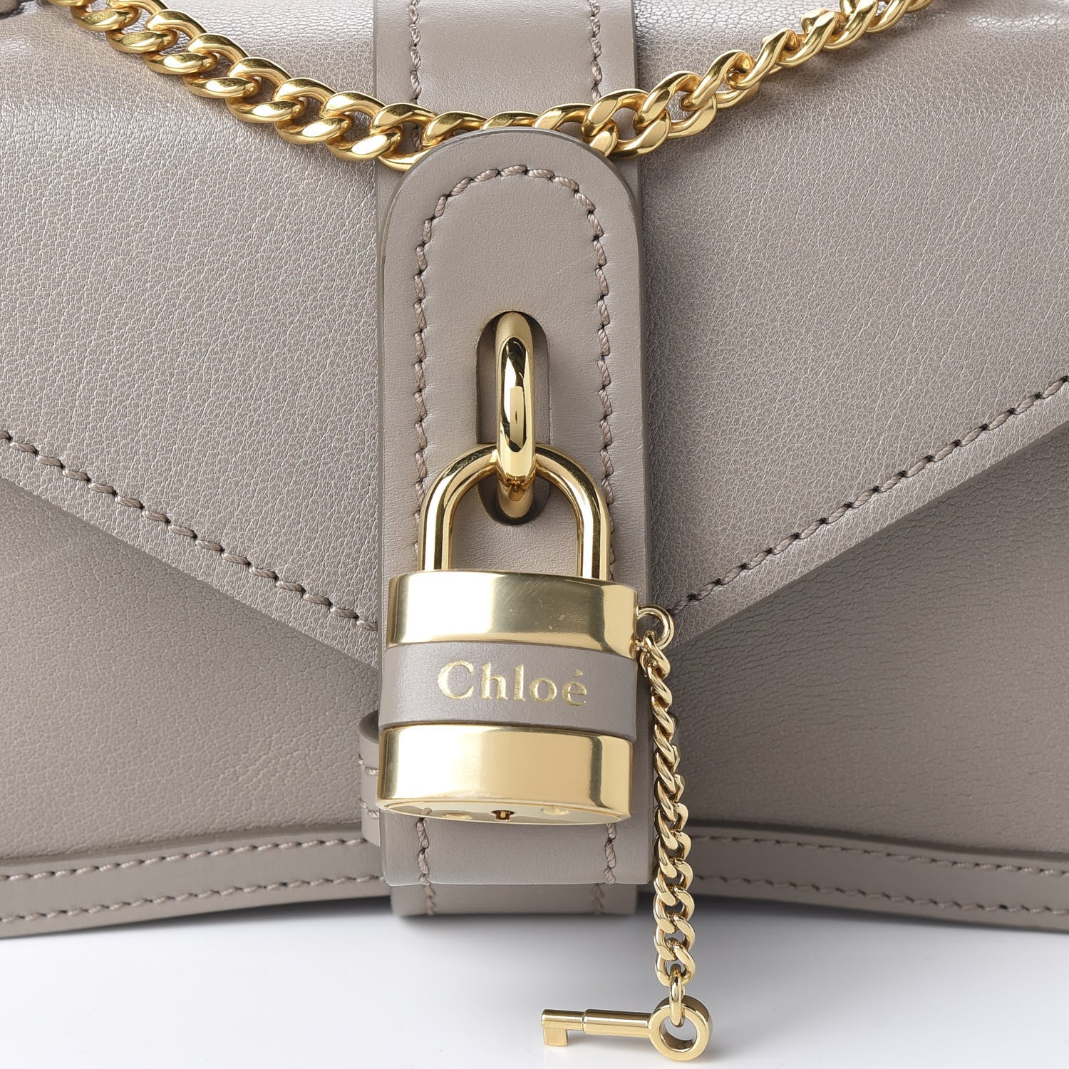Chloe Shiny Goatskin Calfskin Mini Aby Chain Shoulder Bag Motty Grey 9 of 9