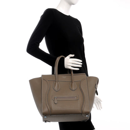 Celine Drummed Calfskin Mini Luggage Souris 2 of 7