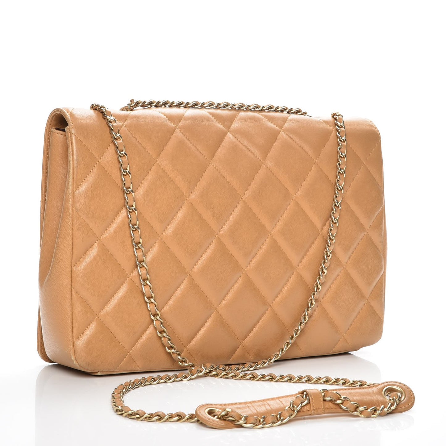 Lambskin Quilted Medium Diamond CC Flap Beige