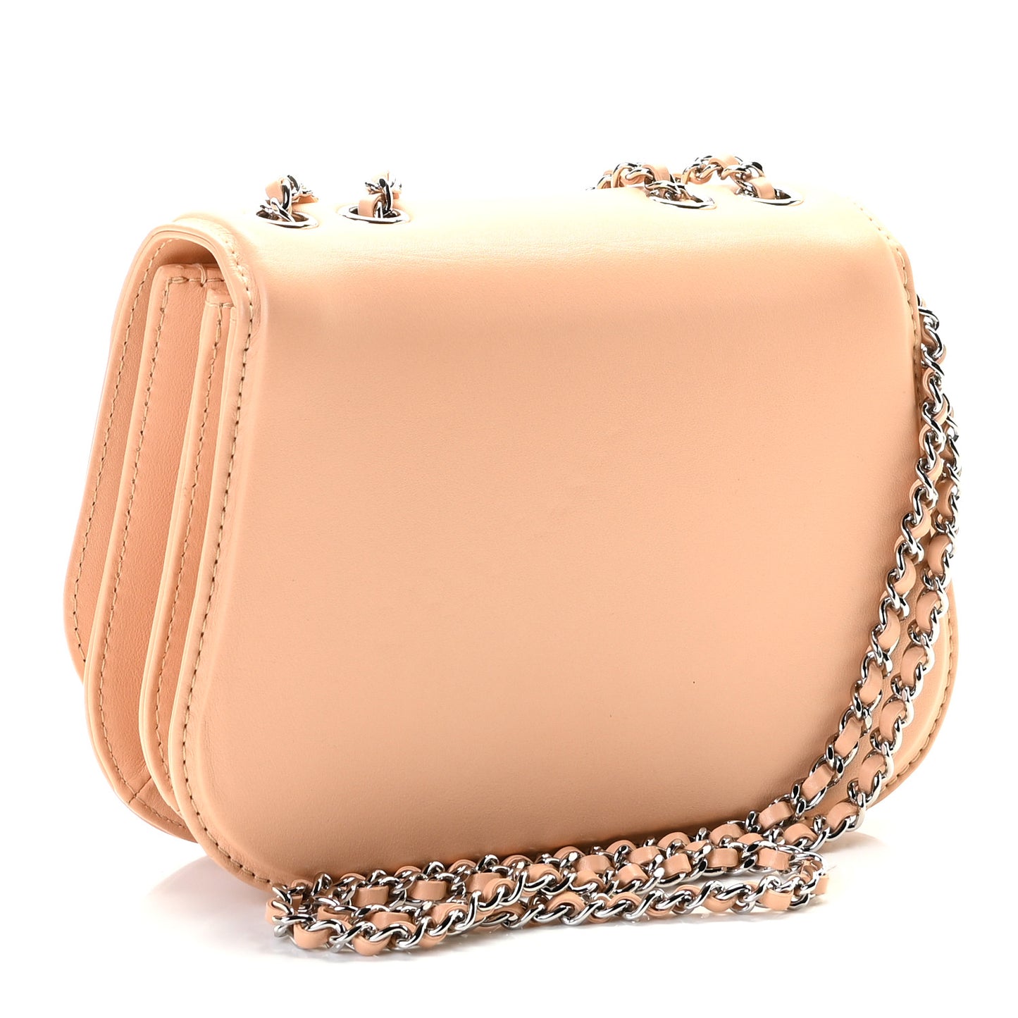 Calfskin Medium Braided Chic Flap Beige