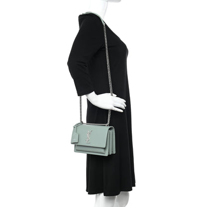 Saint Laurent Calfskin Small Monogram Sunset Vert Opaline 2 of 9