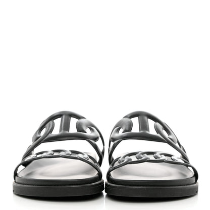 Hermes Nappa Extra Sandals 38.5 Black 2 of 9