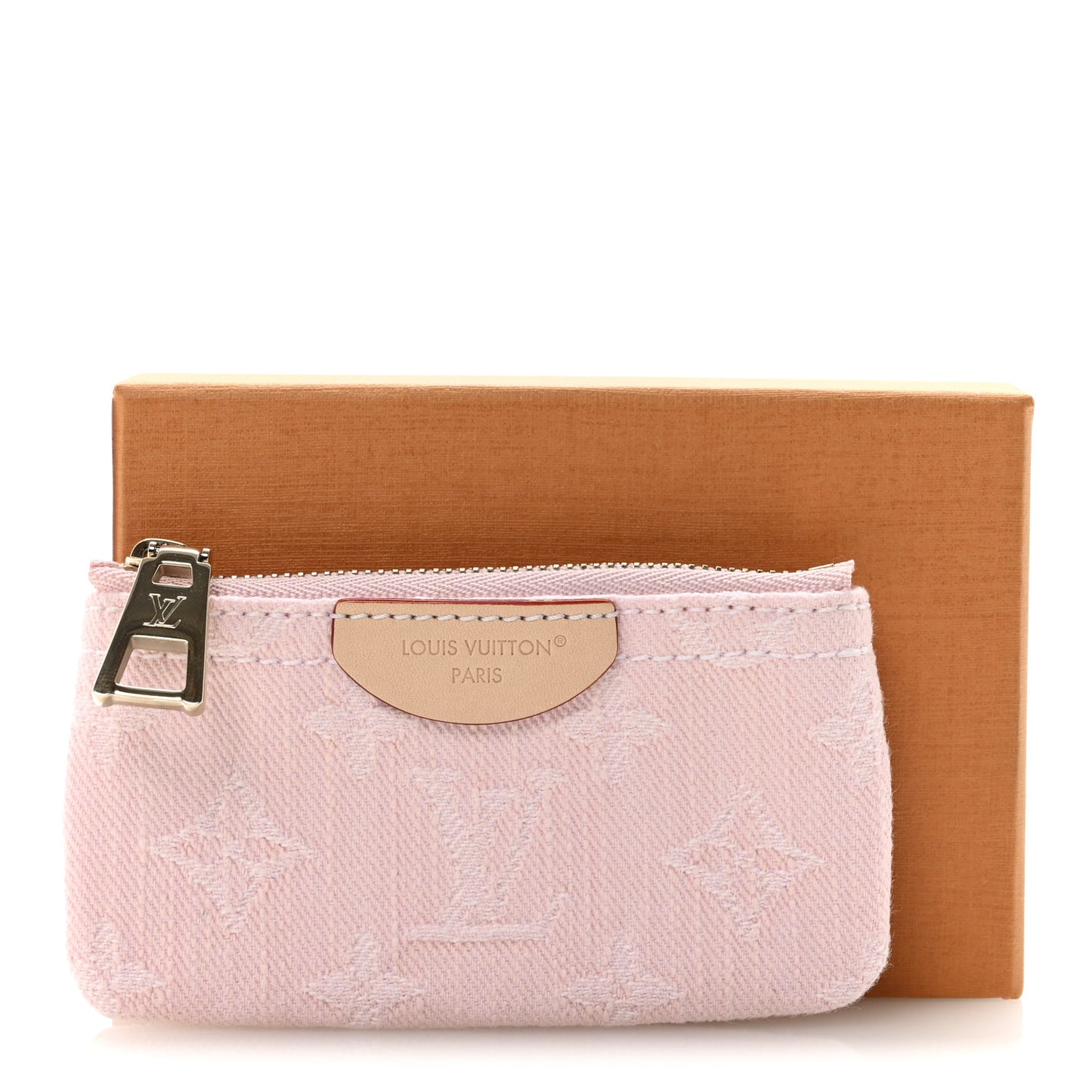 Monogram Denim Key Pouch Washed Pink