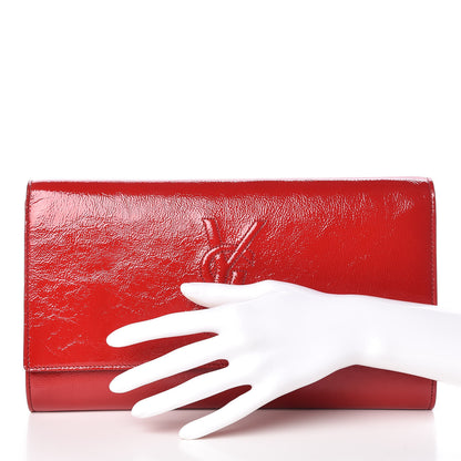 Saint Laurent Textured Patent Large Belle De Jour Clutch Red 2 of 9