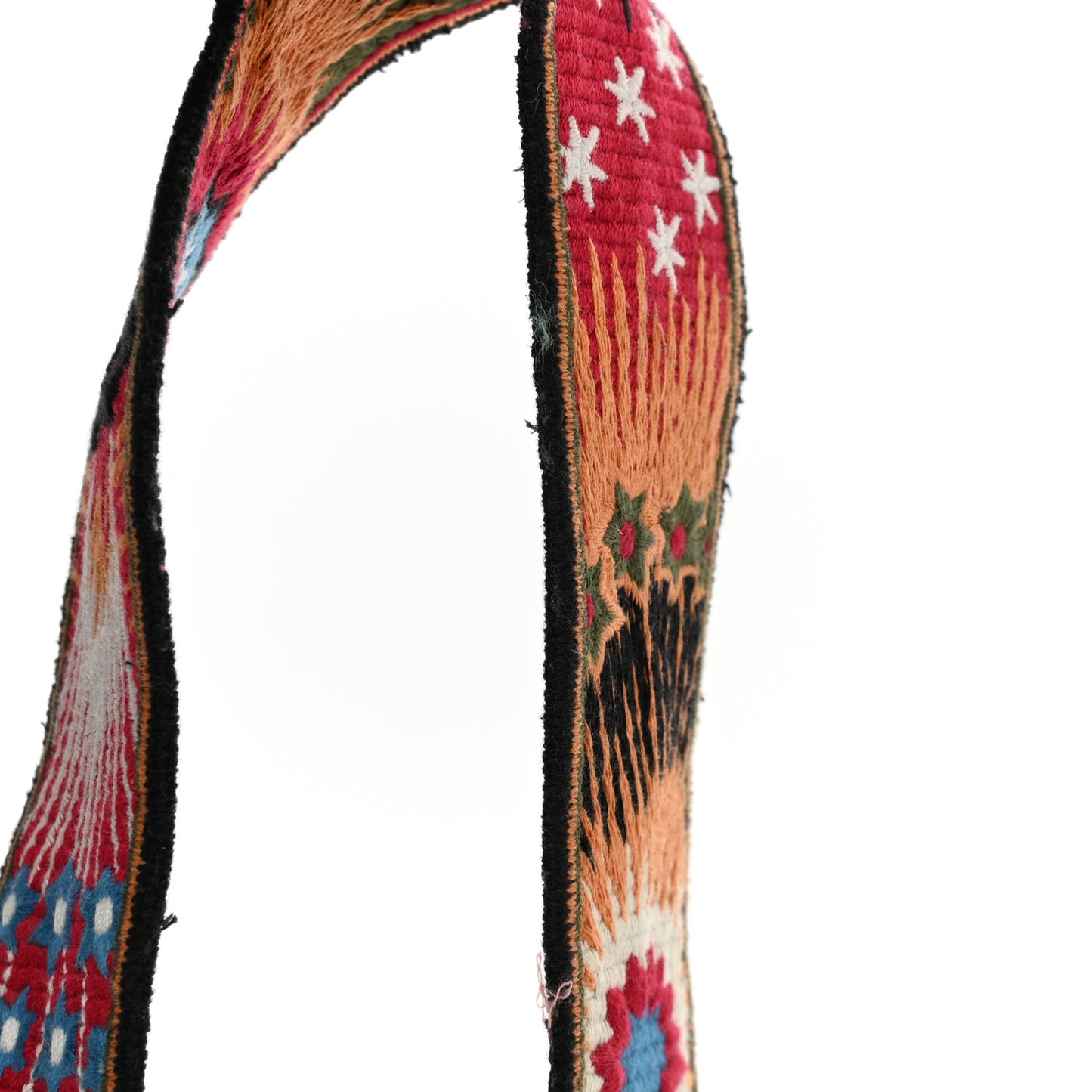 Calfskin Enchanted Wonderland Medium Guitar Strap Rockstud Rolling Flap Saddle Bag Rubin