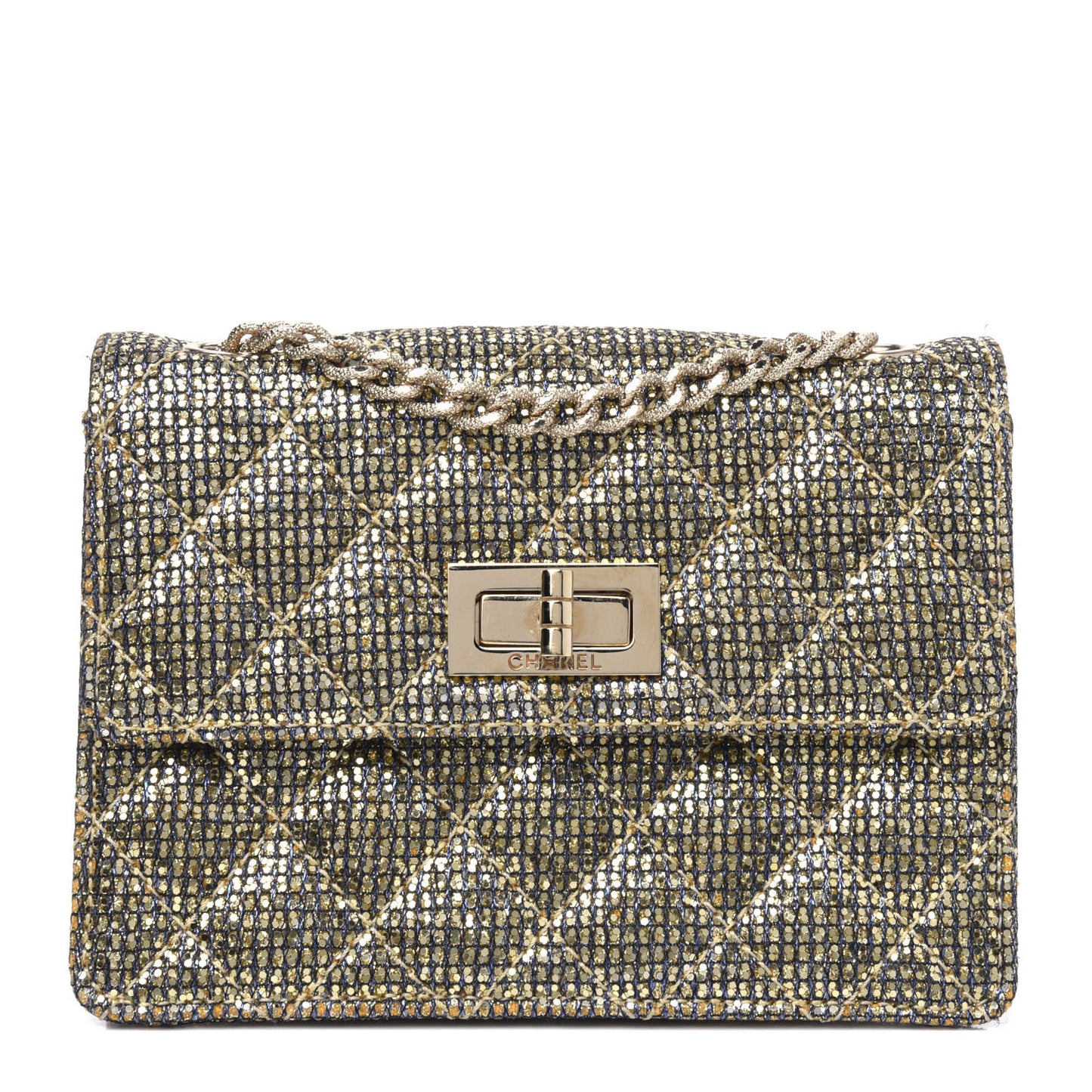 Crystal Quilted Mademoiselle Reissue 2.55 Evening Flap Gold