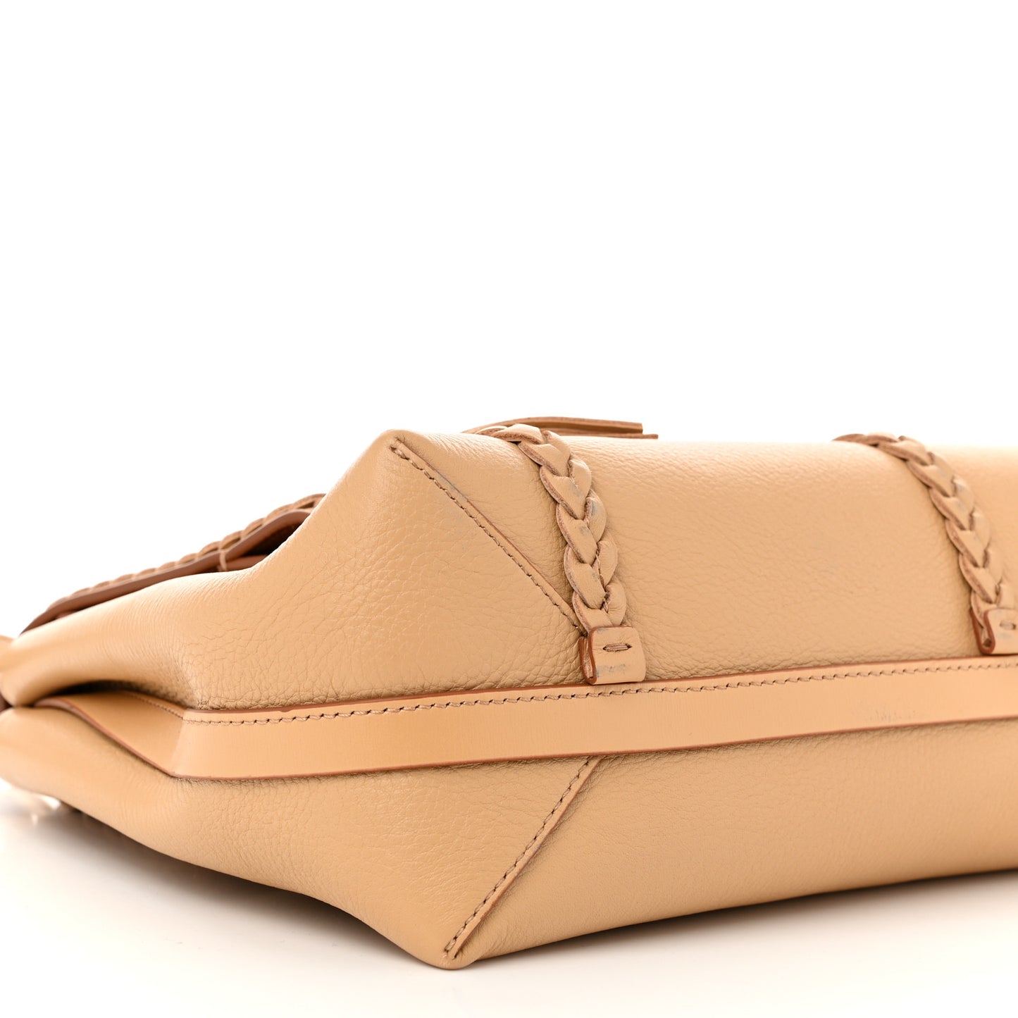 Grained Calfskin Medium Penelope Shoulder Bag Milky Brown