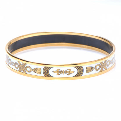 Hermes Enamel Narrow Printed Tassel Bracelet 70 White 3 of 5