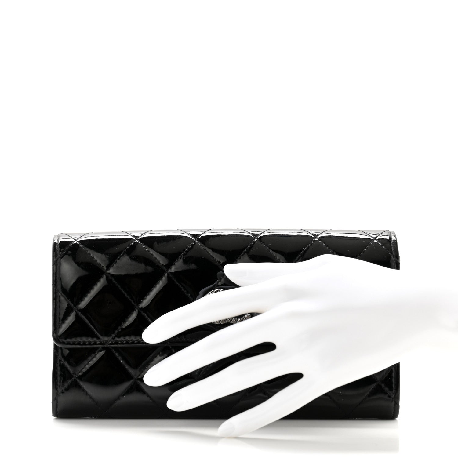 Chanel Patent Quilted Large Brilliant Flap Wallet Black 2 of 12
