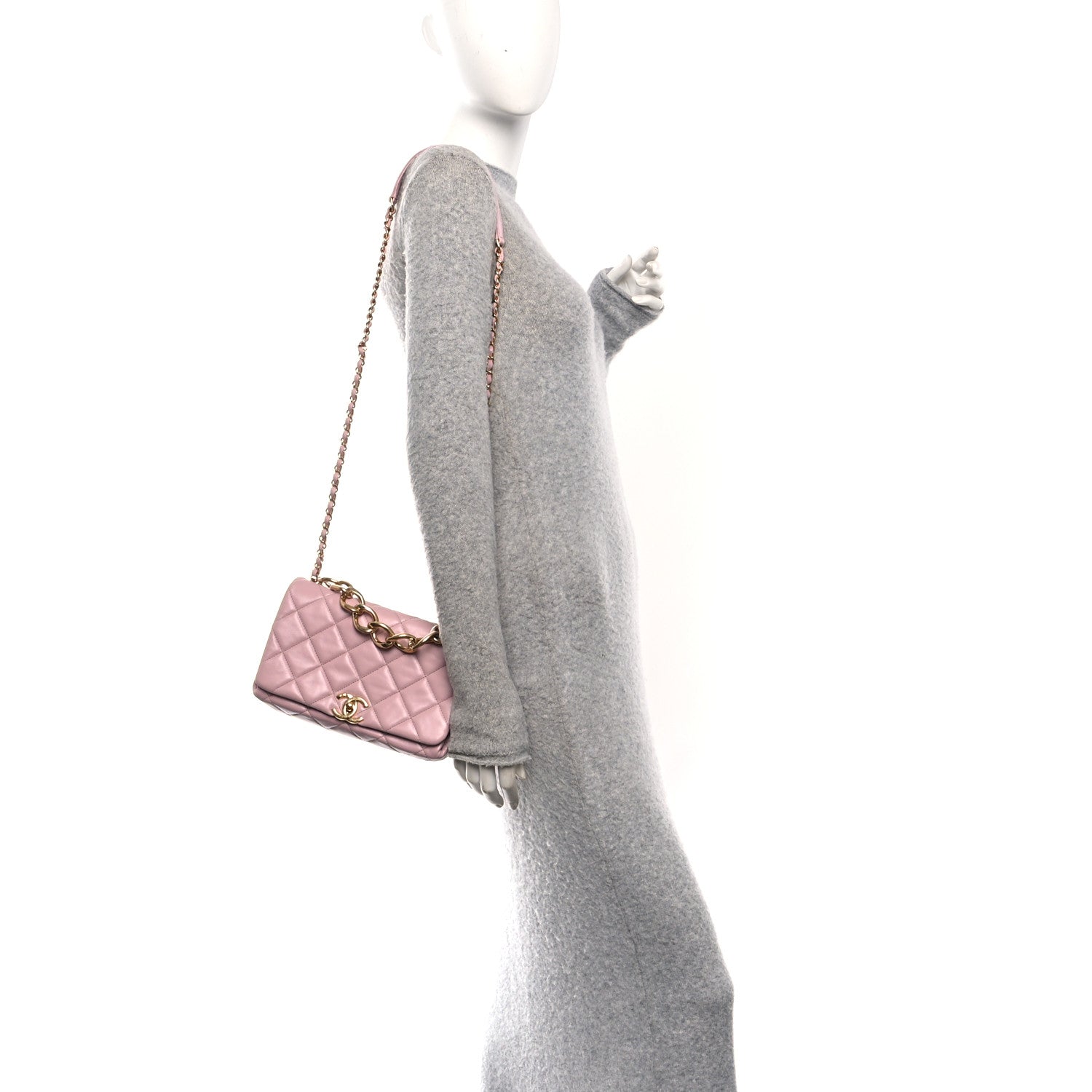 Chanel Lambskin Quilted Medium Color Match Flap Light Pink 2 of 10