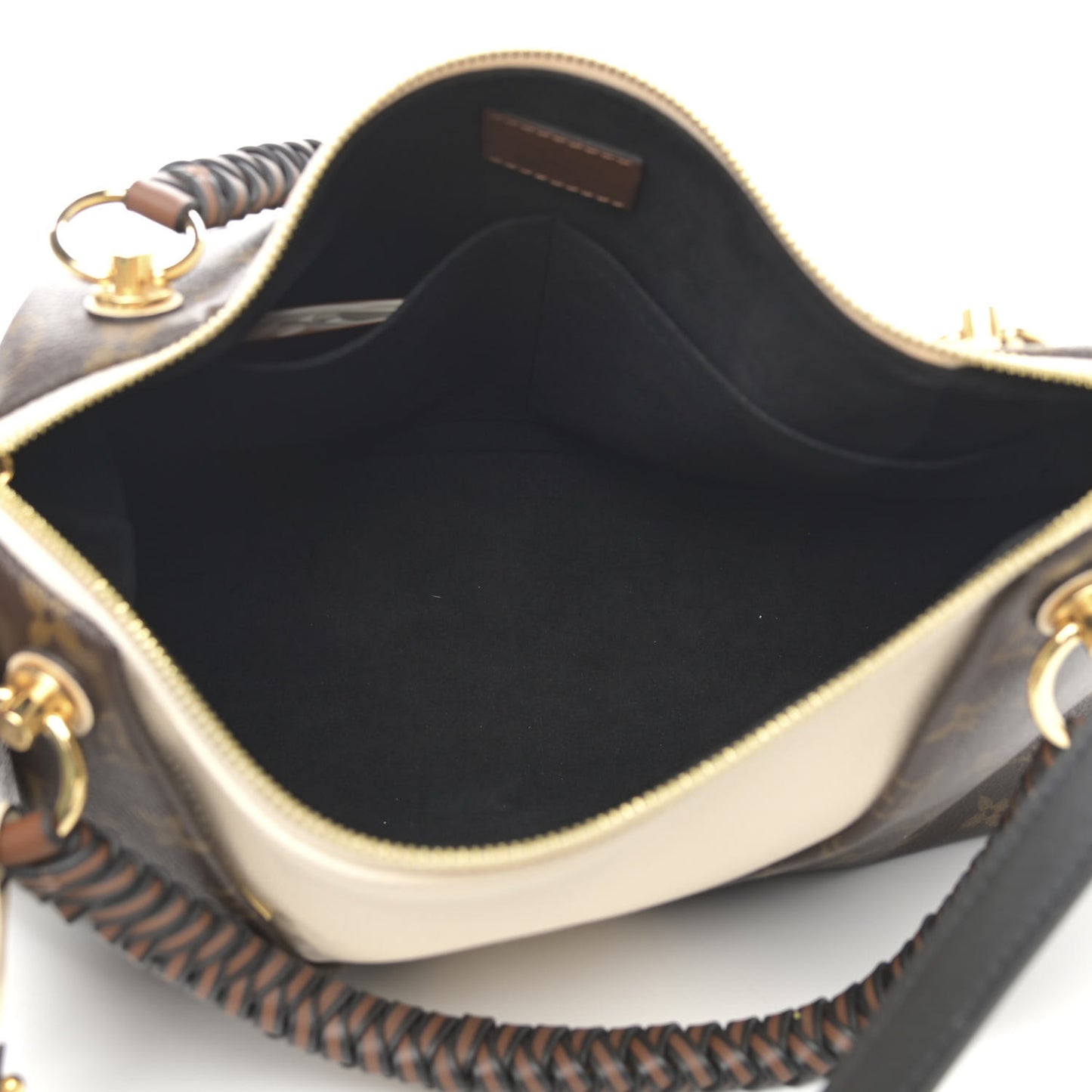 Monogram Braided V Tote MM Creme