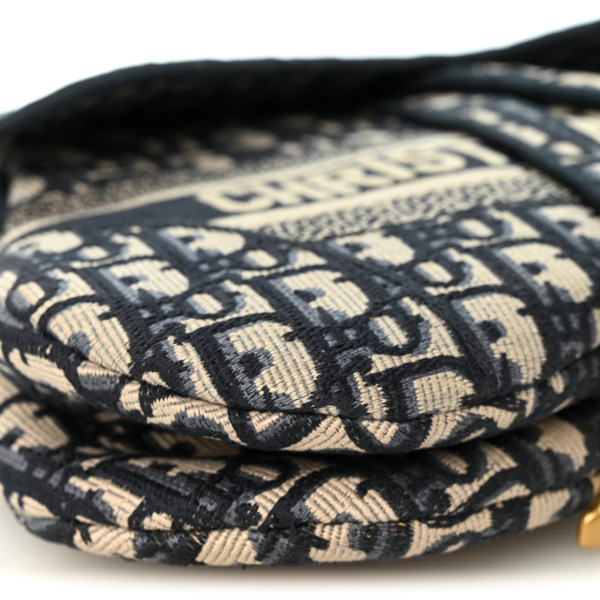Oblique Embroidered Saddle Bag Blue