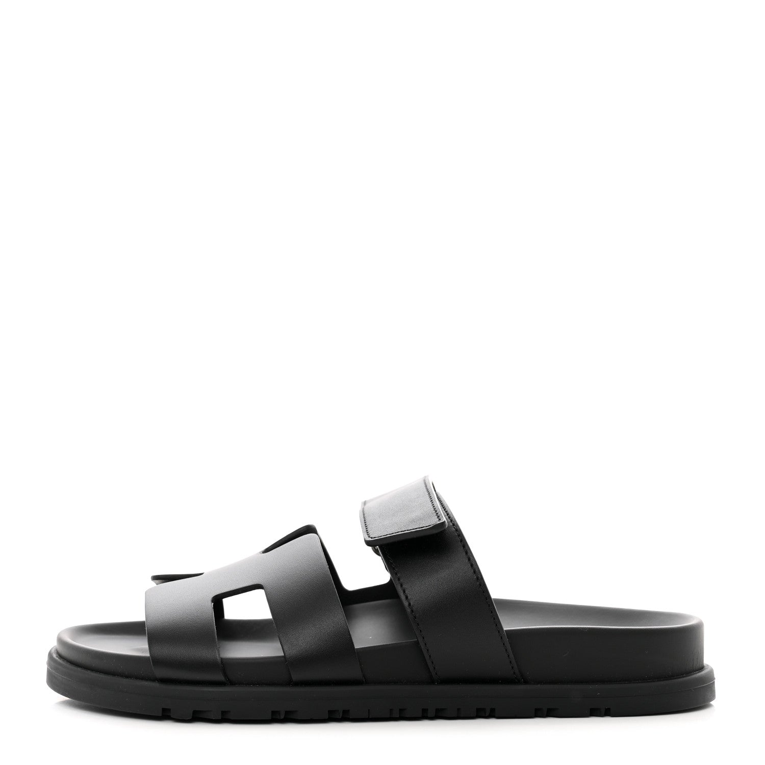 Hermes Calfskin Womens Chypre Sandals 37 Black 1 of 9