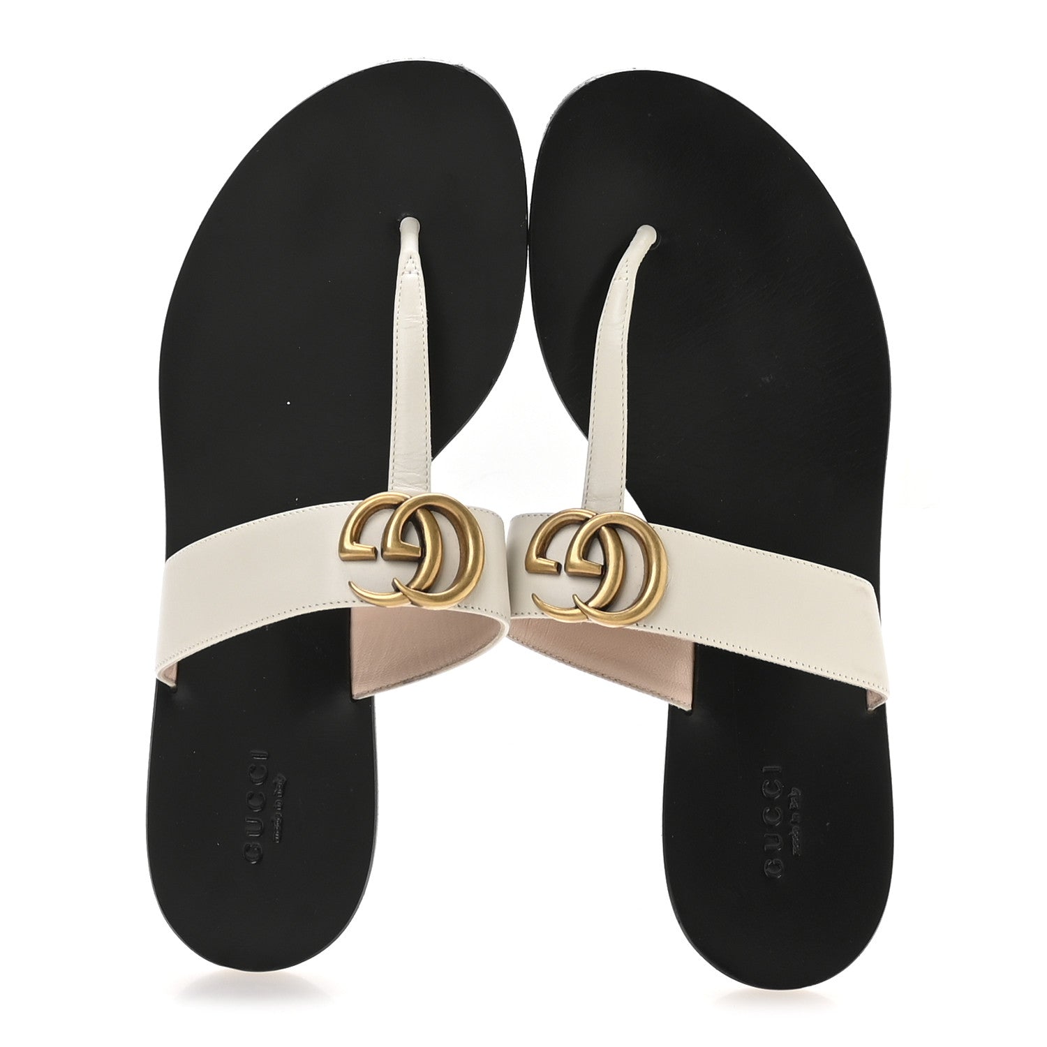 Gucci Calfskin GG Marmont Thong Sandals 39 Mystic White 2 of 8