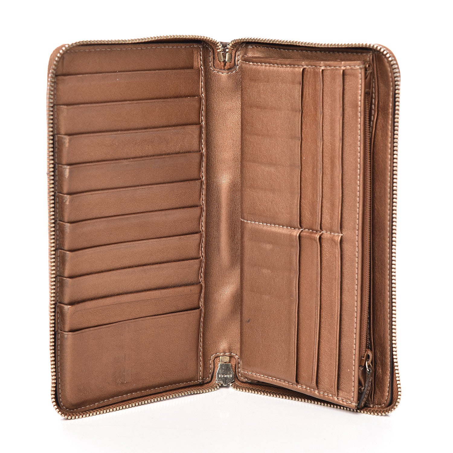 Gucci Metallic Guccissima Twins Zip Around Organizer Wallet Bronze 5 of 25