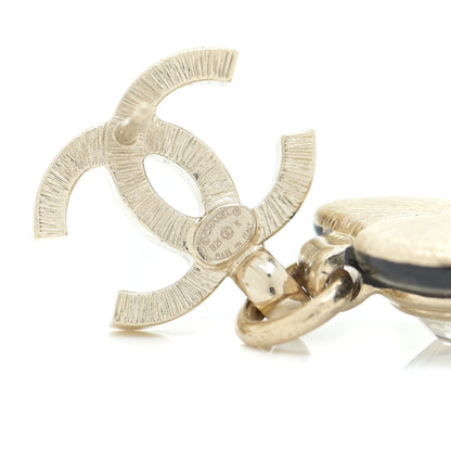 Chanel Resin Crystal CC Heart Drop Earrings Black Gold 4 of 5