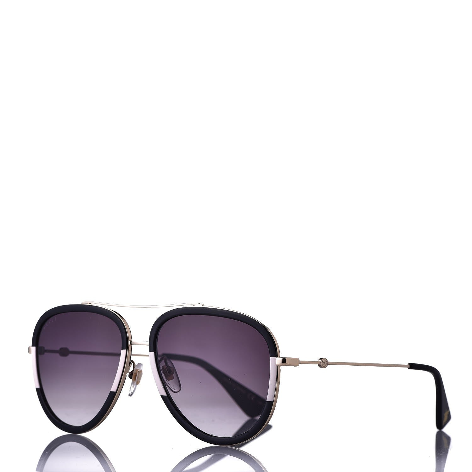 Gucci Web Aviator Sunglasses GG0062S Black White 1 of 8