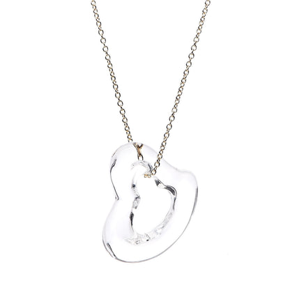 Tiffany 18K Yellow Gold Rock Crystal Quartz Elsa Peretti Open Heart Necklace 4 of 7