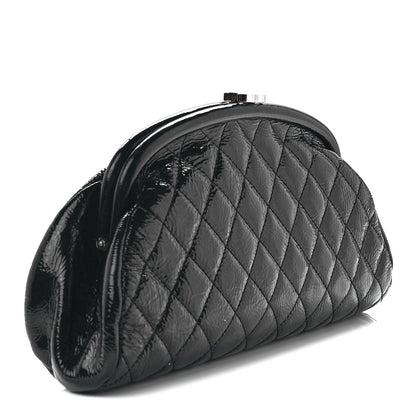 Chanel Distressed Patent Quilted Timeless Clutch Black 3 of 11