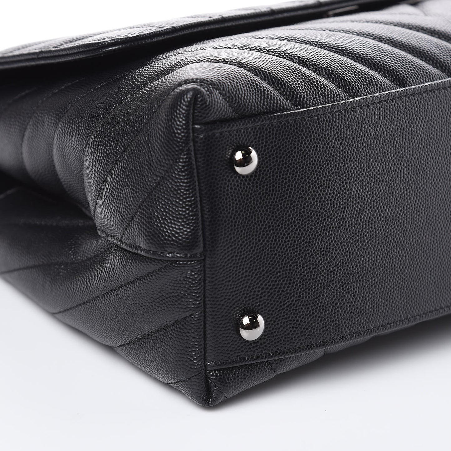 Caviar Chevron Quilted Small Coco Handle Flap Black