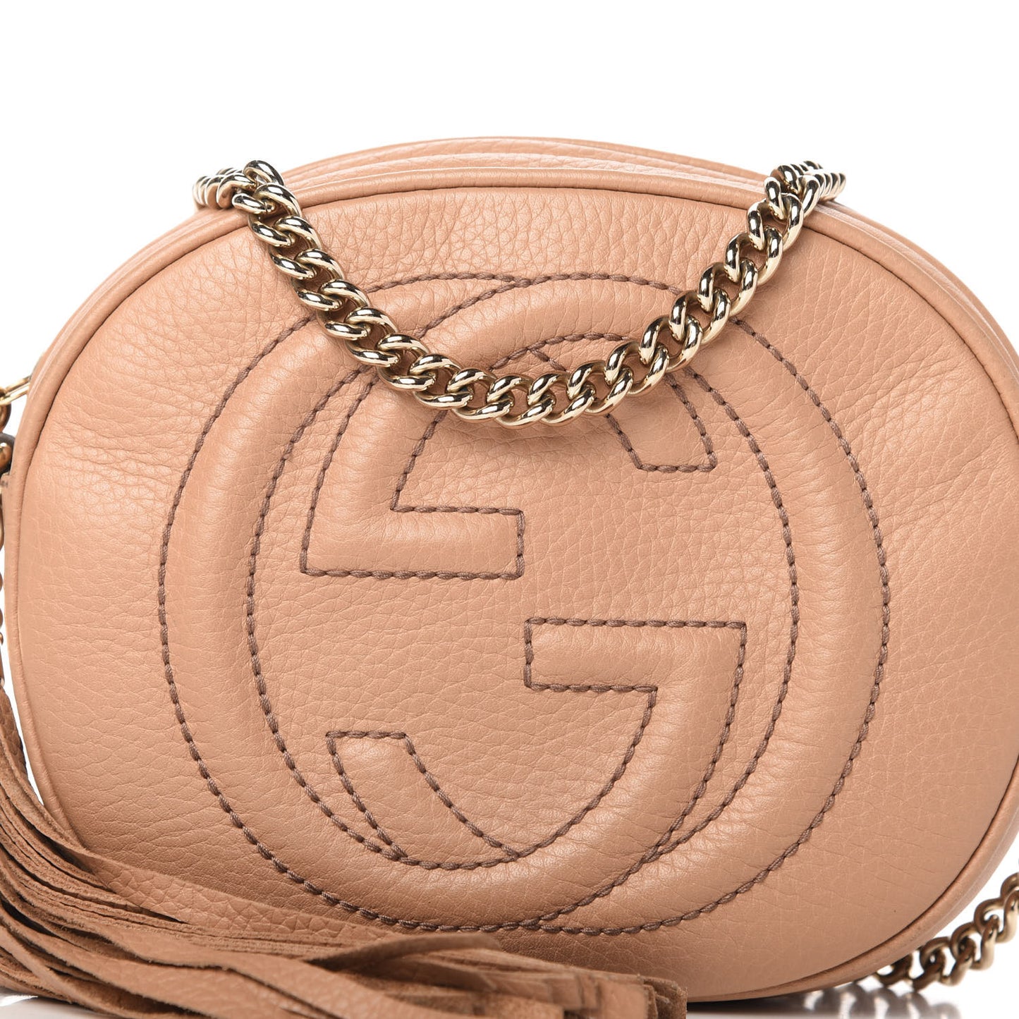 Pebbled Calfskin Mini Soho Chain Bag Camelia