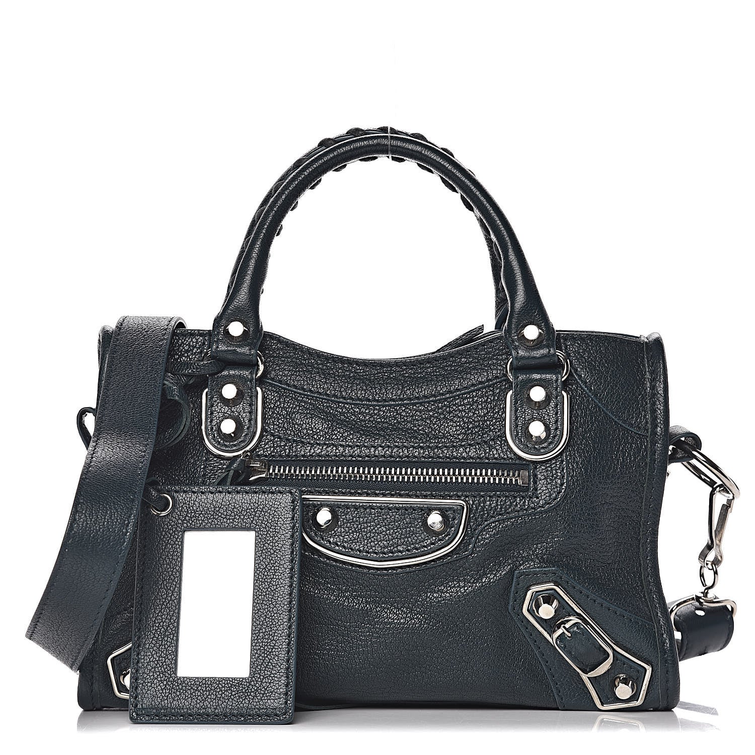 Balenciaga Chevre Silver Metallic Edge Hardware Mini City Bleu Paon 1 of 11