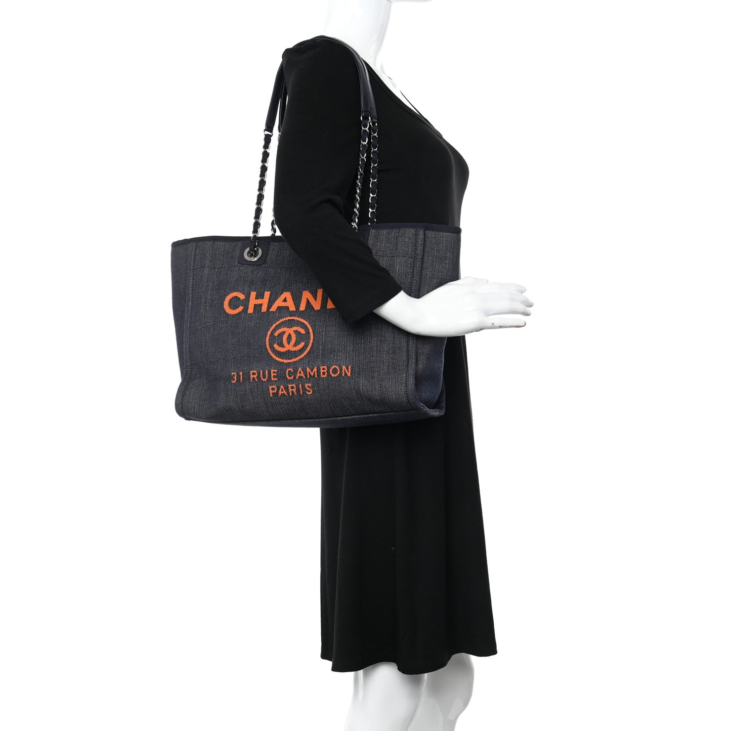 Denim Small Deauville Tote Blue Orange
