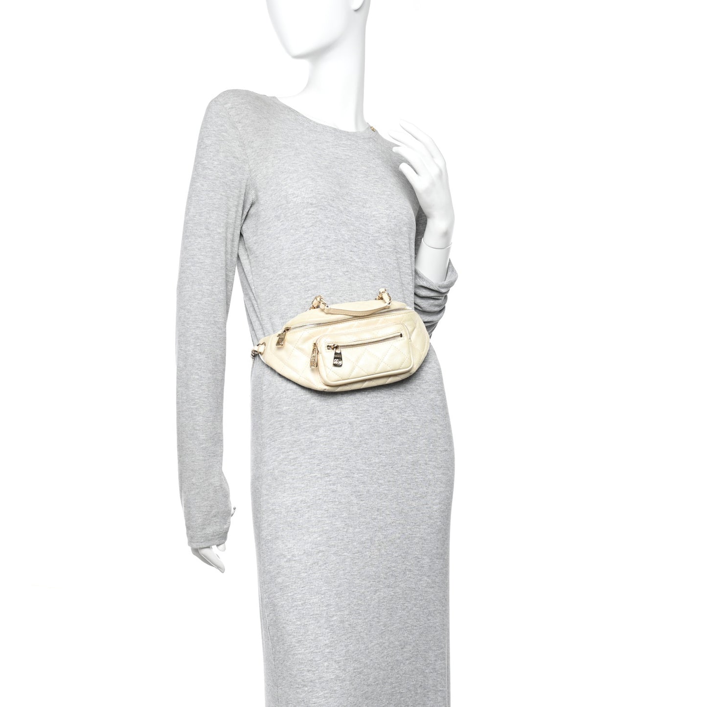 Calfskin Quilted All About Waist Belt Bag Light Beige