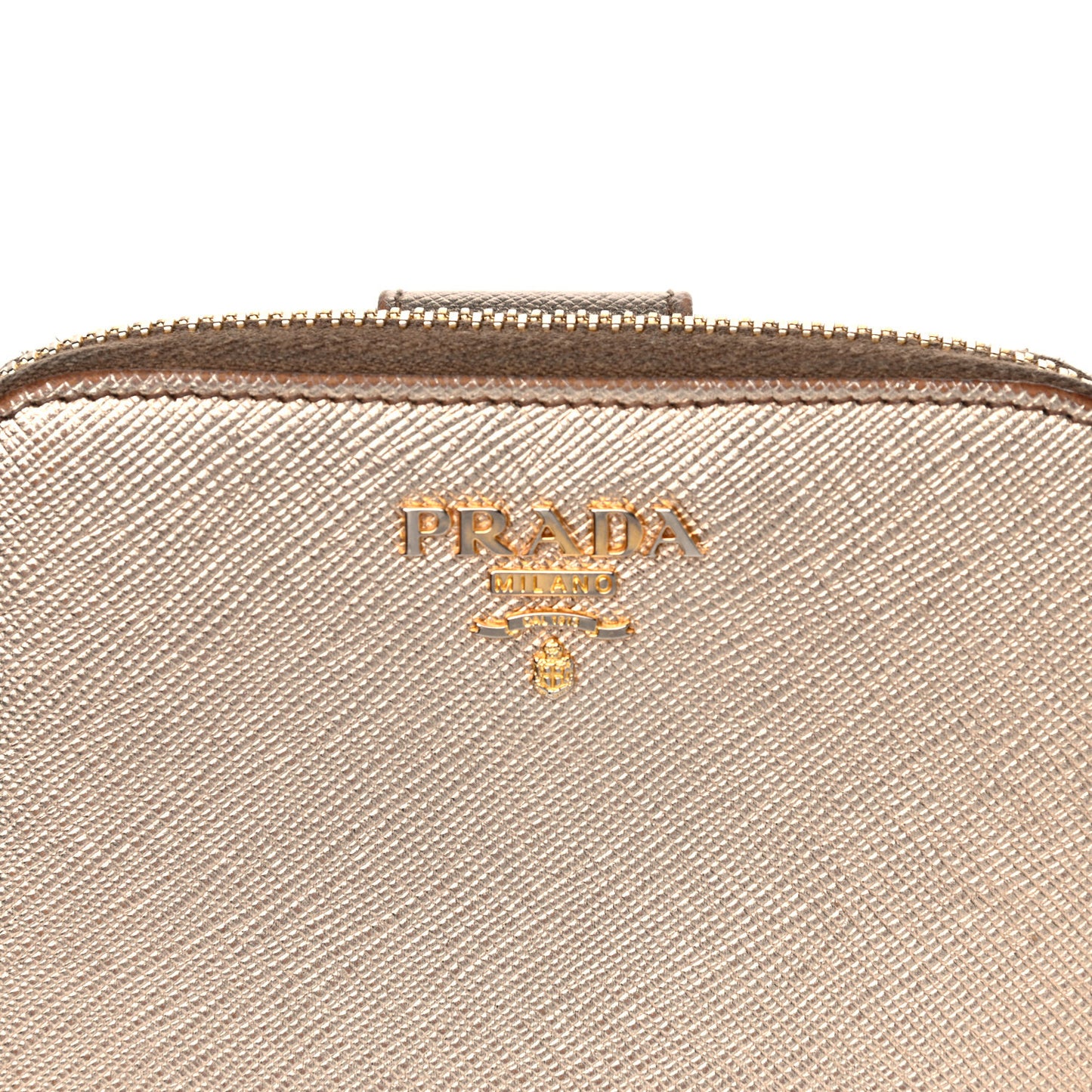Metallic Saffiano Metal Compact Zip Around Wallet Bronzo