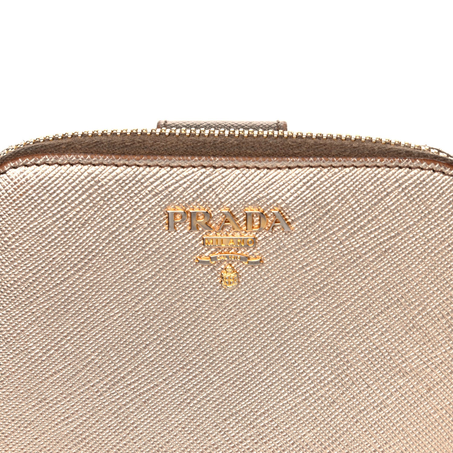 Prada Metallic Saffiano Metal Compact Zip Around Wallet Bronzo 9 of 16