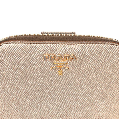 Prada Metallic Saffiano Metal Compact Zip Around Wallet Bronzo 9 of 16