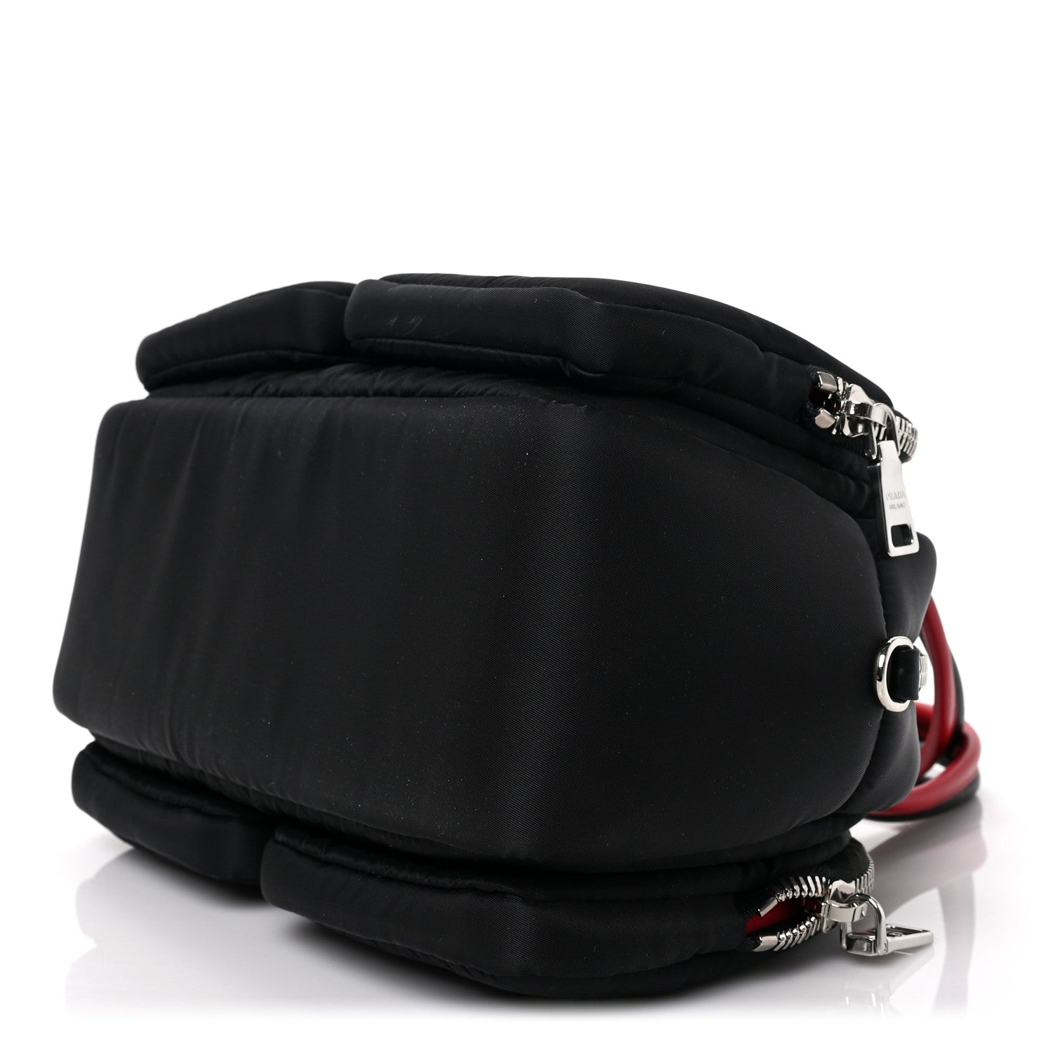 Prada Tessuto Nylon Pocket Top Handle Cargo Shoulder Bag Black Fuoco 8 of 8