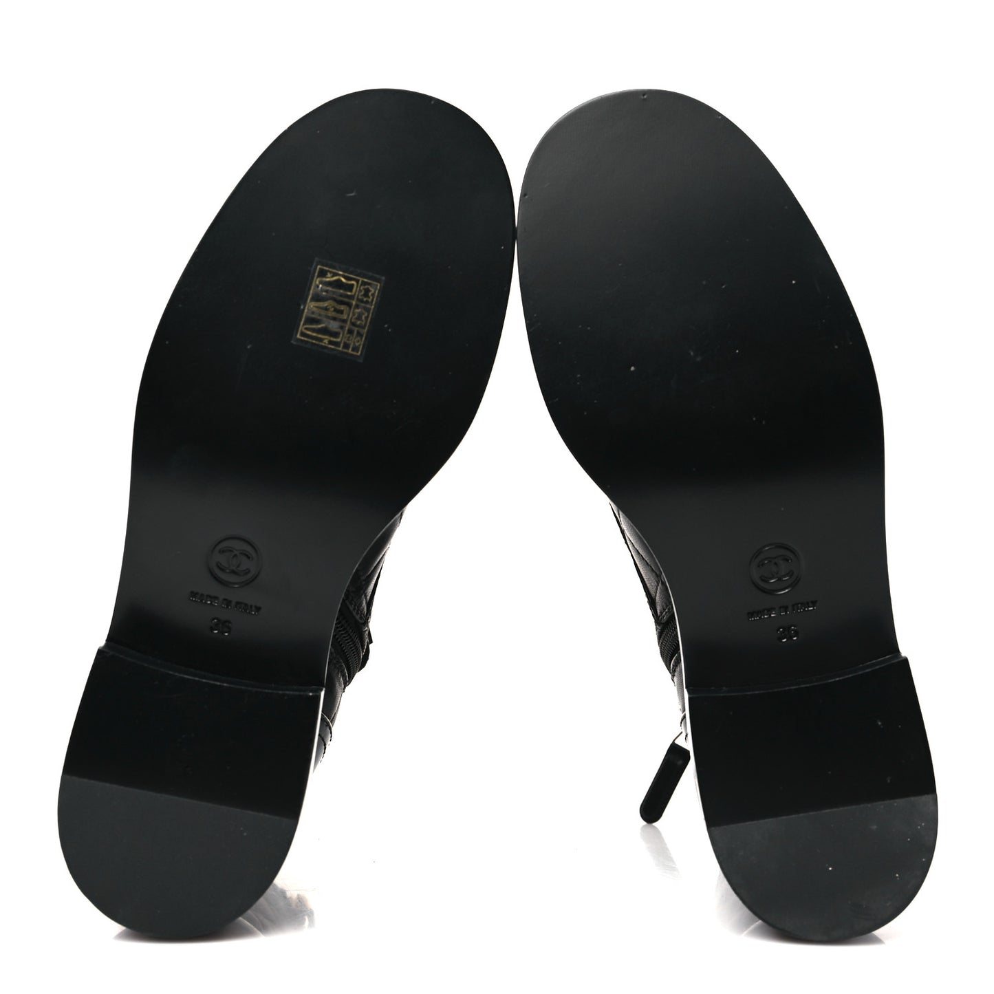 Lambskin Patent Calfskin Quilted Logo Lace Up Combat Boots 36 Black