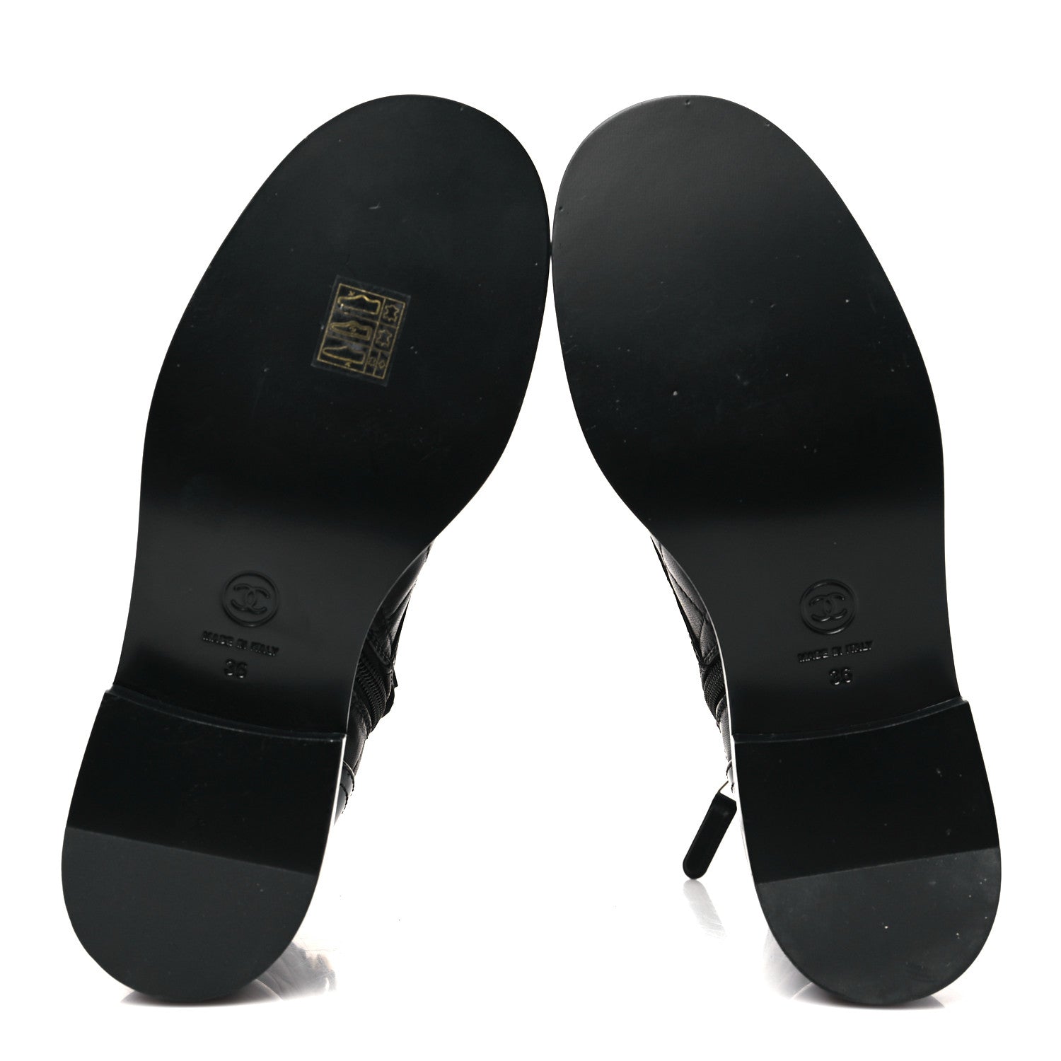 Chanel Lambskin Patent Calfskin Quilted Logo Lace Up Combat Boots 36 Black 5 of 9